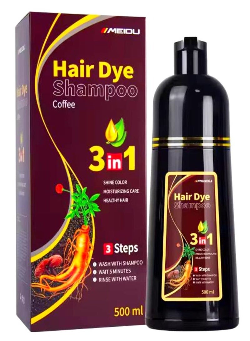 ميدو شامبو صبغ الشعر باللون البني الداكن للنساء والرجال، شامبو صبغ الشعر الفوري لتغطية الشعر الرمادي، مكونات عشبية، 3 في 1 - تغطية 100% للشعر الرمادي (17.6 أونصة سائلة) - Image 3